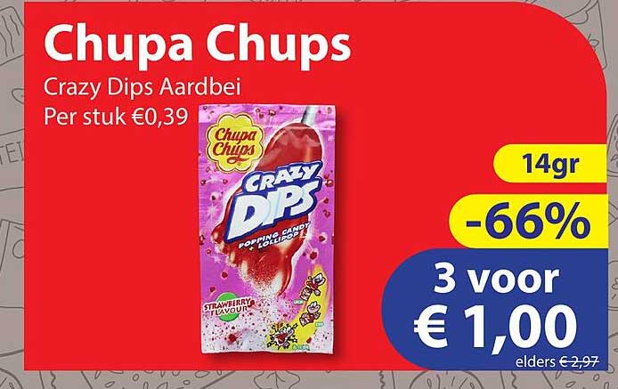 Chupa Chups Crazy Dips Aardbei