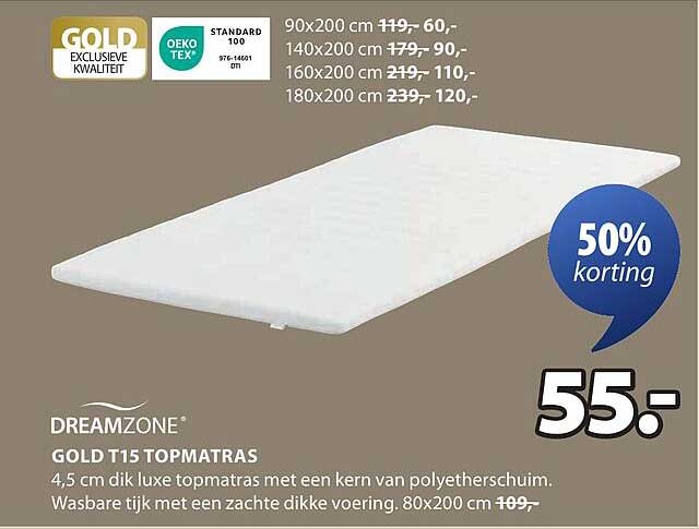 DREAMZONE GOLD T15 TOPMATRAS