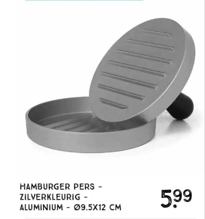 HAMBURGER PERS - ZILVERKLEURIG - ALUMINIUM