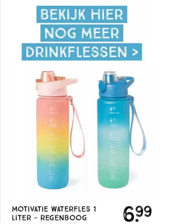 MOTIVATIE WATERFLES 1 LITER - REGENBOOG