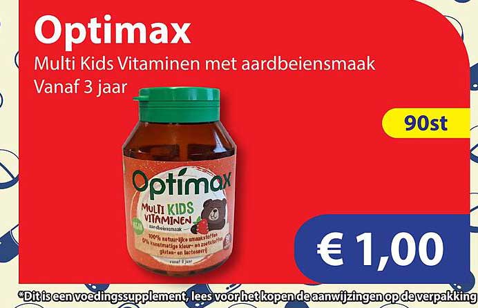 Optimax Multi Kids Vitaminen met aardbeiensmaak