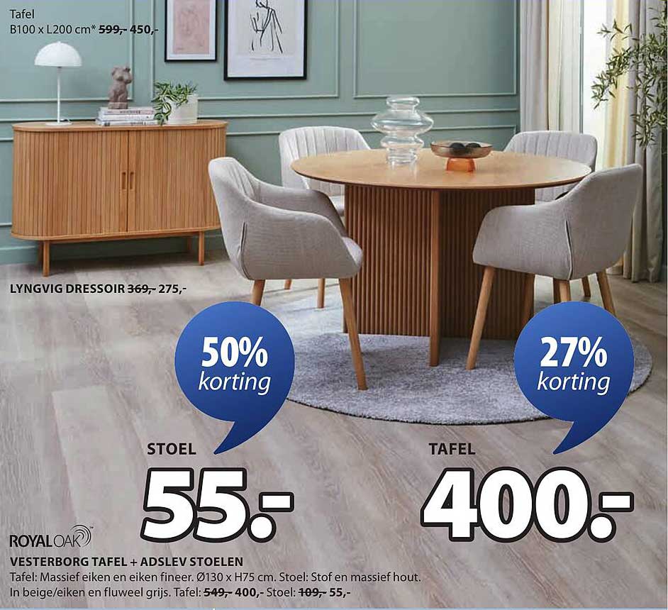 VESTERBORG TAFEL + ADSLEV STOELEN