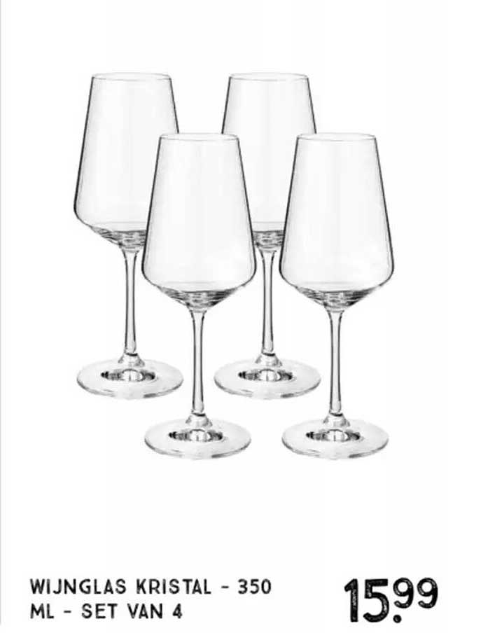 WIJNGLAS KRISTAL - 350 ML - SET VAN 4