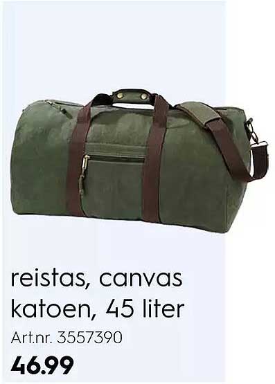 reistas, canvas katoen, 45 liter