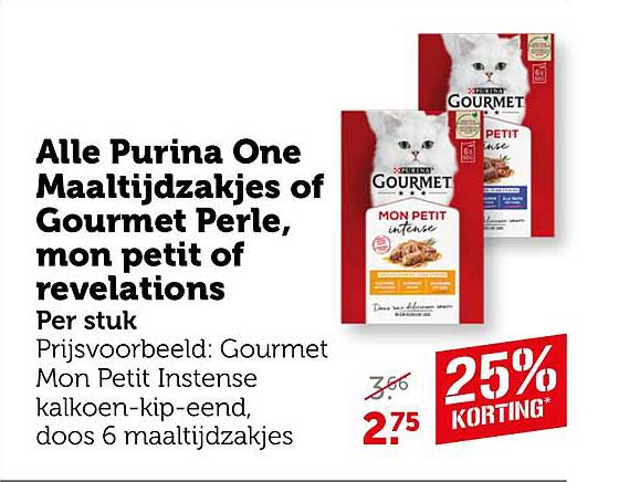 Alle Purina One Maaltijdzakjes of Gourmet Perle, mon petit of revelations