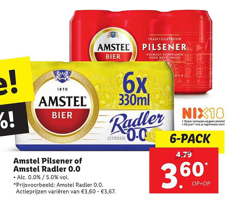 Amstel Pilsener of Amstel Radler 0.0