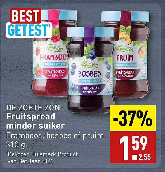 DE ZOETE ZON Fruitsspread minder suiker