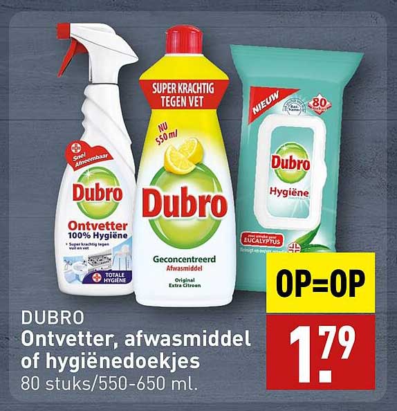 DUBRO Ontvetter, afwasmiddel of hygiënedoekjes