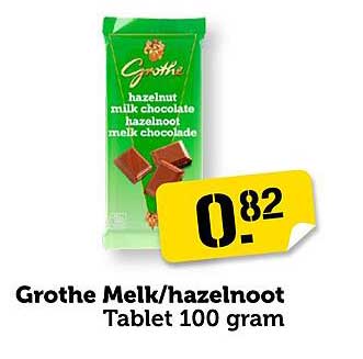 Grothe Melk/hazelnoot Tablet 100 gram