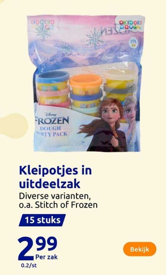 Kleipotjes in uitdeelzak