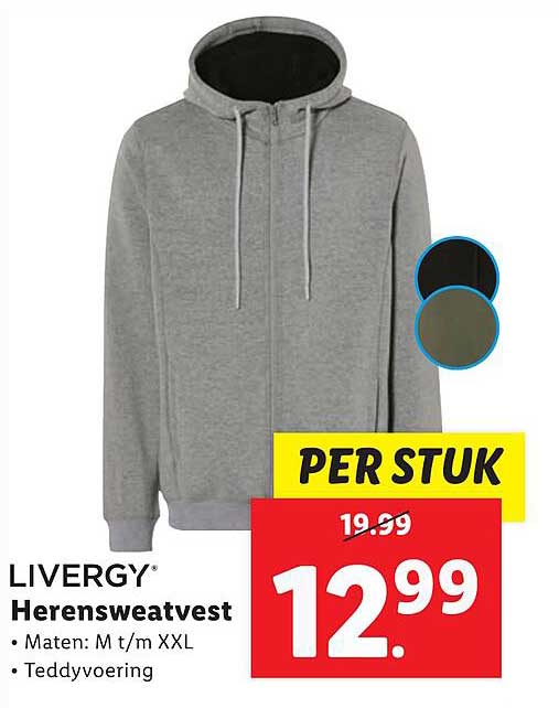 LIVERGY® Herensweatvest