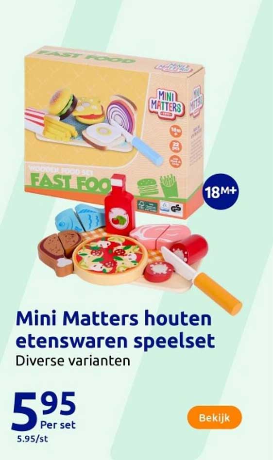 Mini Matters houten etenswaren speelset