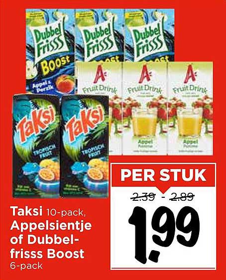 Taksi 10-pack, Appelsientje of Dubbel-frisss Boost 6-pack