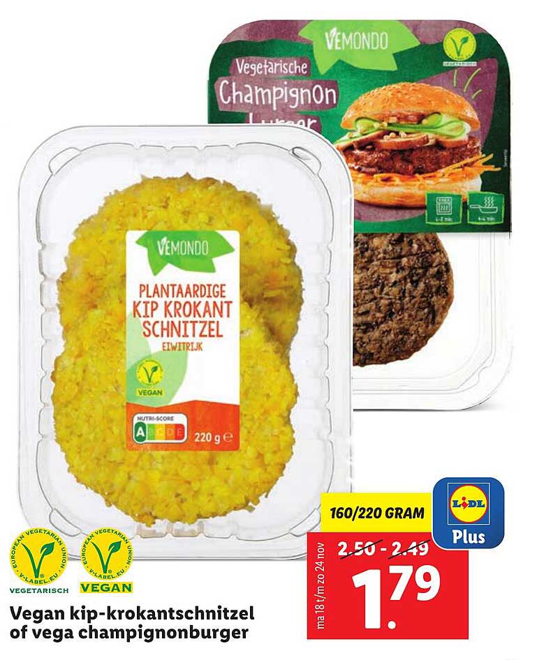 Vegan kip-krokantschnitzel of vega champignonburger