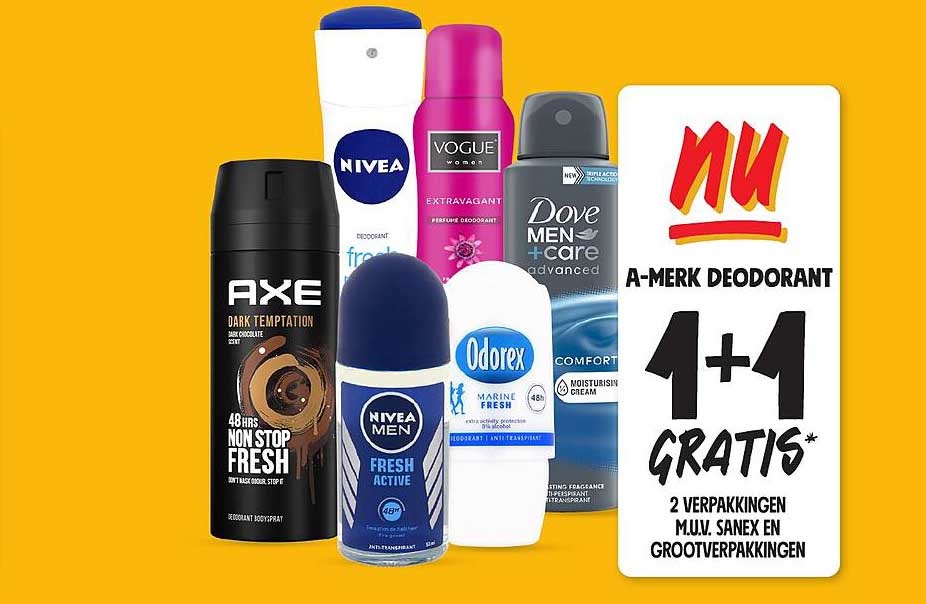 A-Merk Deodorant 1+1 GRATIS*