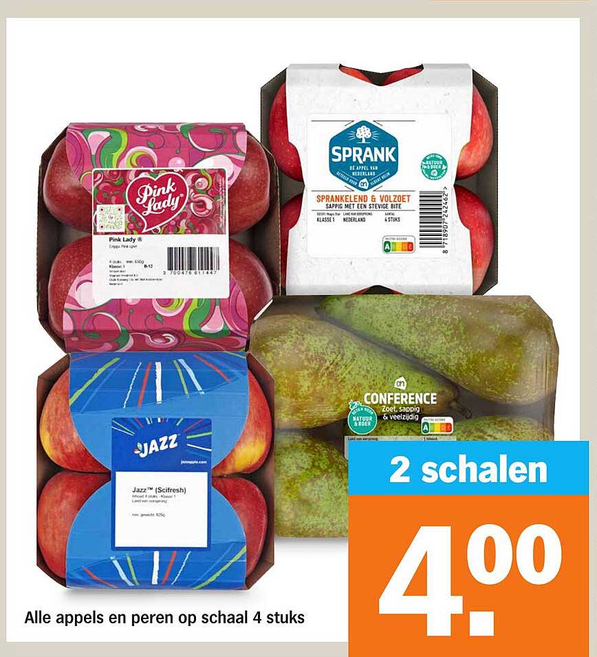 Alle appels en peren op schaal 4 stuks