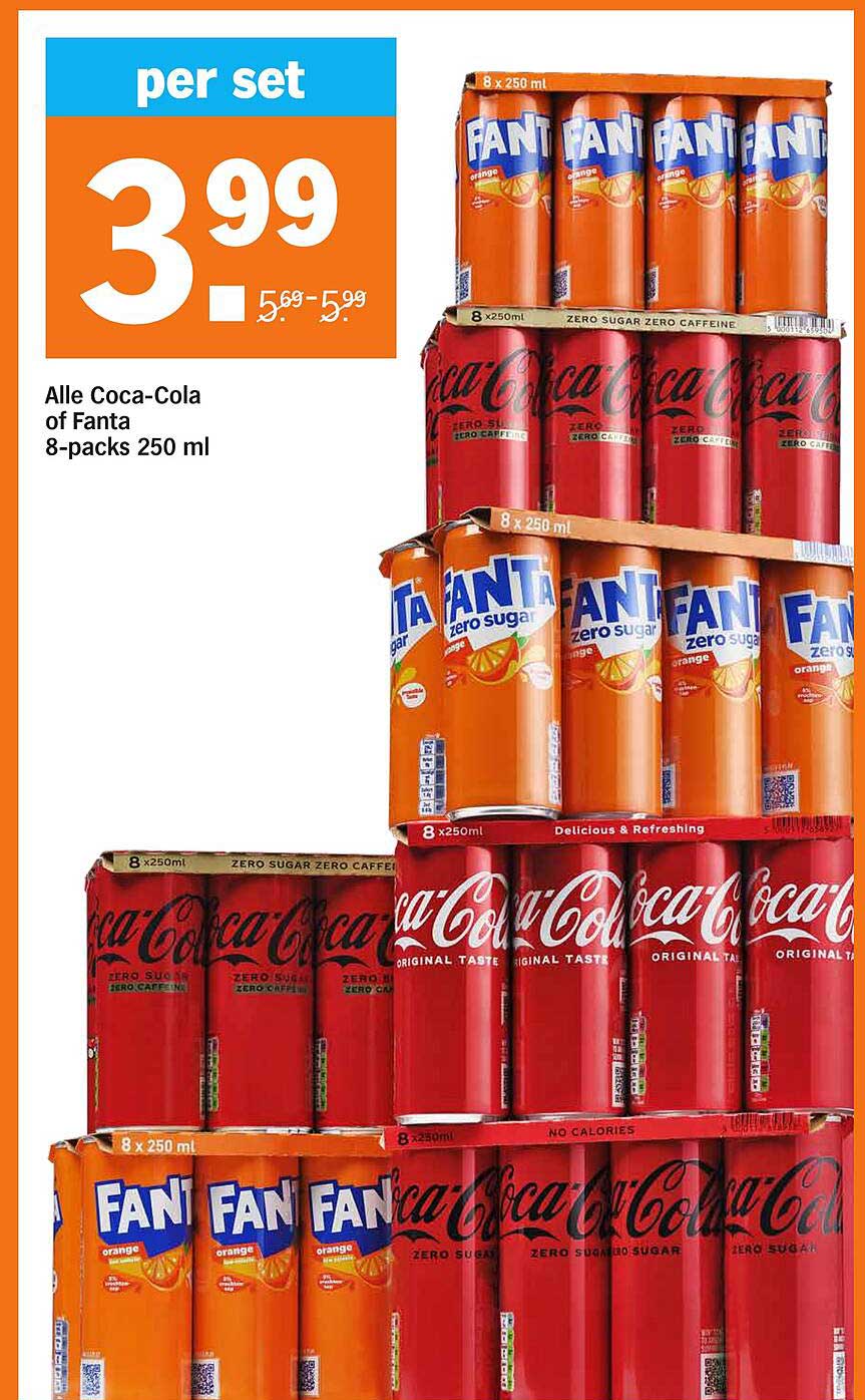 Alle Coca-Cola of Fanta 8-packs 250 ml