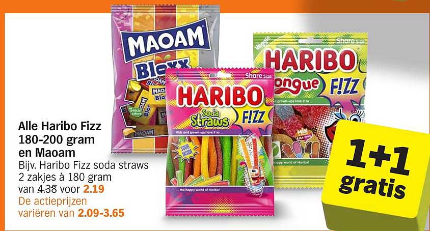 Alle Haribo Fizz 180-200 gram en Maoam