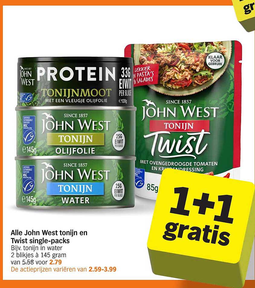 Alle John West tonijn en Twist single-packs