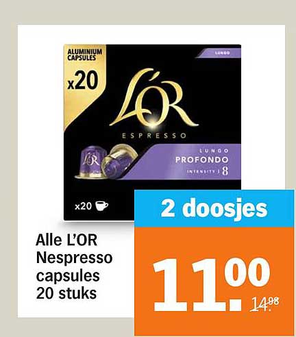 Alle L’OR Nespresso capsules 20 stuks