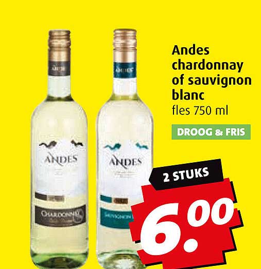 Andes chardonnay of sauvignon blanc