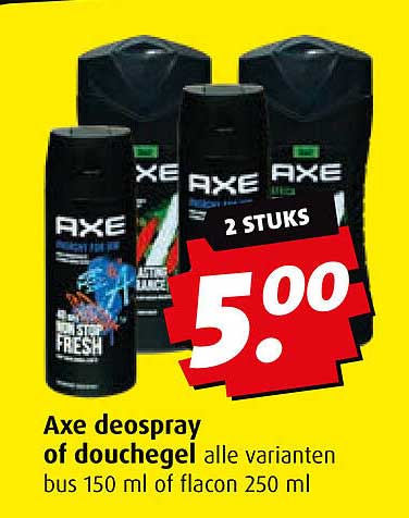 Axe deospray of douchegel