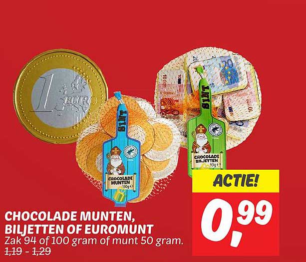 CHOCOLADE MUNTEN, BIJLETEN OF EUROMUNT