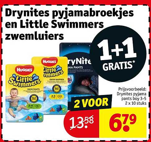 Drynites pyjamabroekjes en Little Swimmers zwemluier