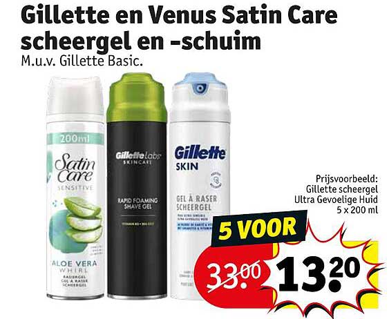 Gillette en Venus Satin Care scheergel en -schuim