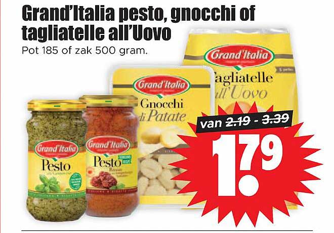 Grand'Italia pesto, gnocchi of tagilatelle all'Uovo