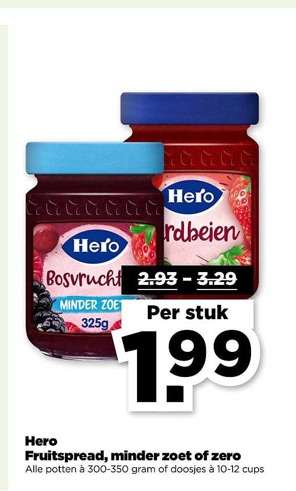 Hero Fruitspread, minder zoet of zero