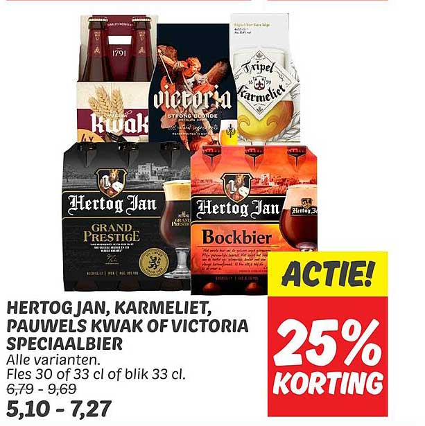 HERTOG JAN, KARMELIET, PAUWELS KWAK OF VICTORIA SPECIAALBIER