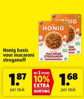 Honig basis voor macaroni stroganoff