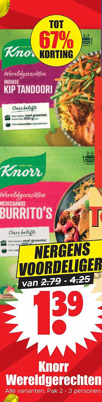 Knorr Wereldgerechten Indische Kip Tandoori of Mexicaanse Burrito's