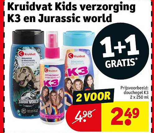 Kruidvat Kids verzorging K3 en Jurassic world