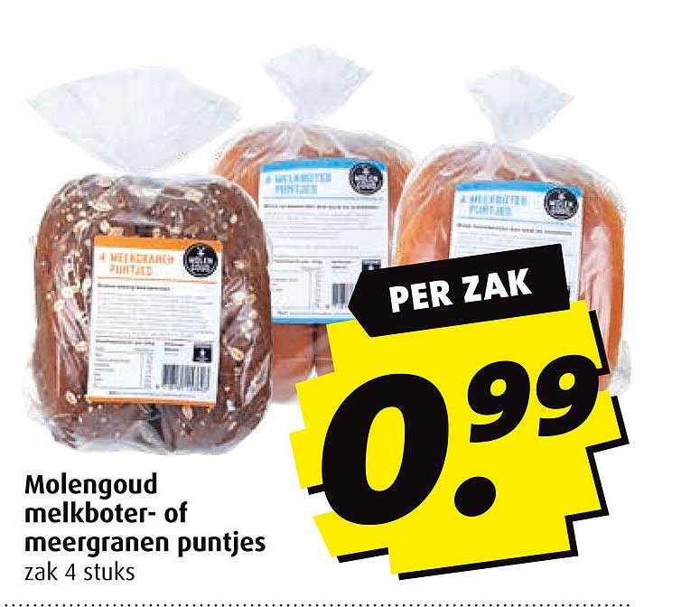 Molengoud melkboten- of meergranen puntjes