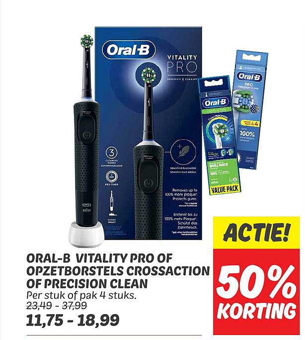 ORAL-B VITALITY PRO OF OPZETBORSTELS CROSSACTION OF PRECISION CLEAN