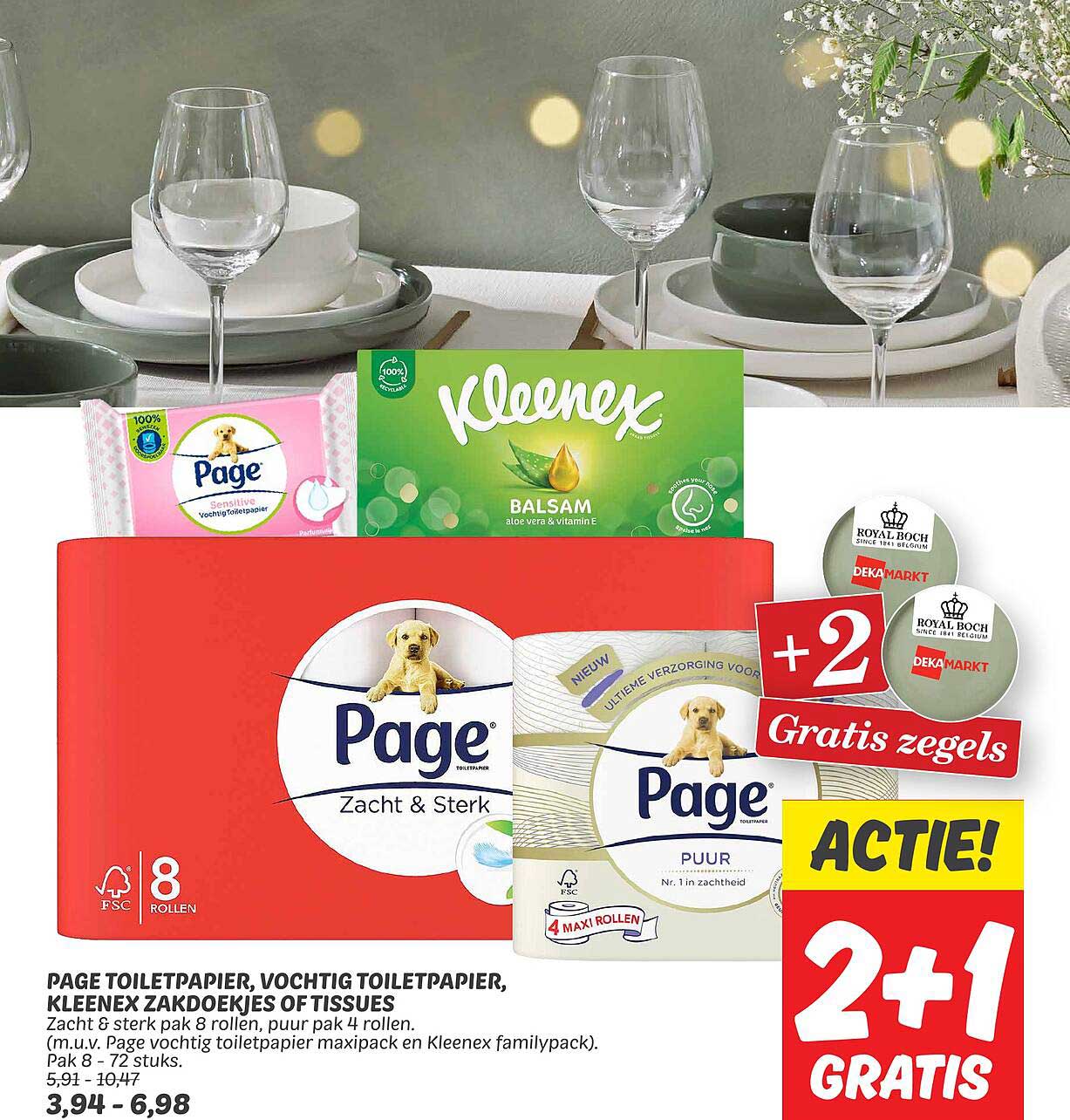 PAGE TOILETPAPIER, VOCHTIG TOILETPAPIER, KLEENEX ZAKDOEKJES OF TISSUES