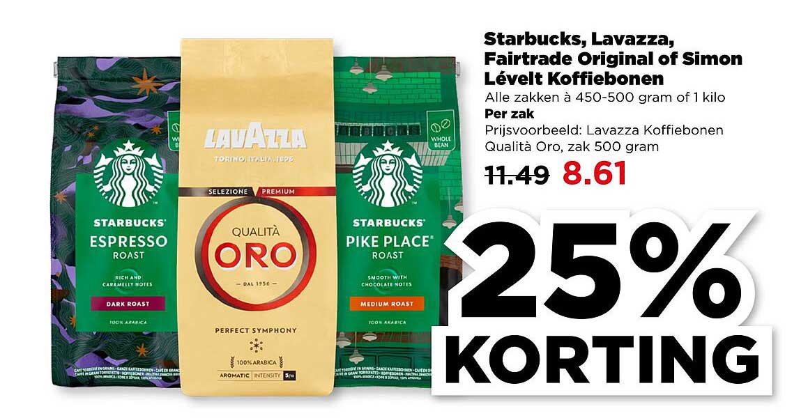 Starbucks, Lavazza, Fairtrade Original of Simon Lévelt Koffiebonen