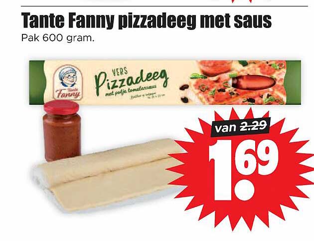 Tante Fanny pizzadeeg met saus