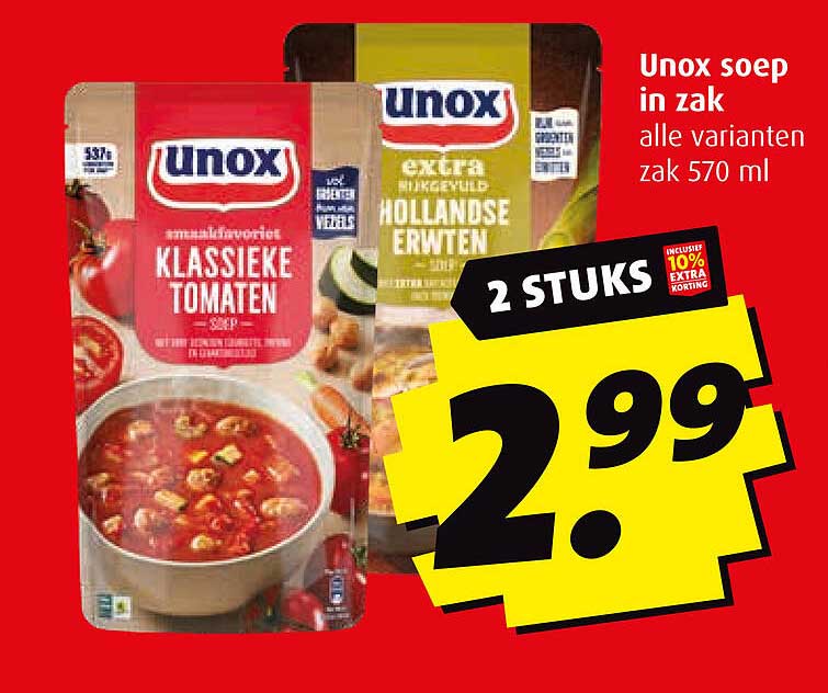 Unox soep in zak