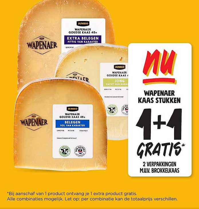 Wapenaar Kaas Stukken 1+1 Gratis