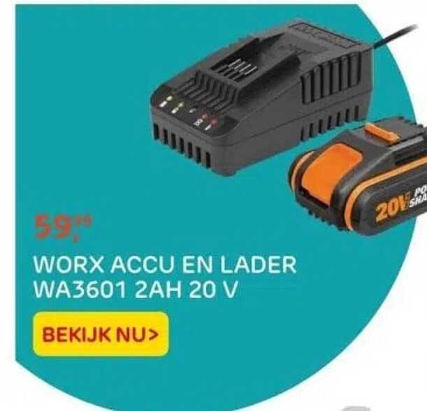 WORX ACCU EN LADERS WA3601 2AH 20 V