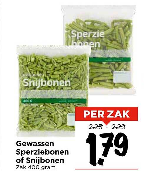 Gewassen Sperziebonen of Snijbonen