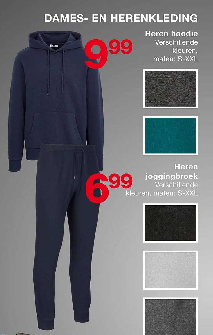 Heren hoodie  
Heren joggingsbroek  