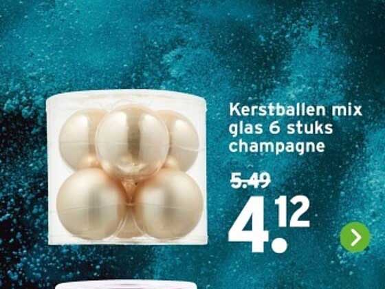 Kerstballen mix glas 6 stuks champagne