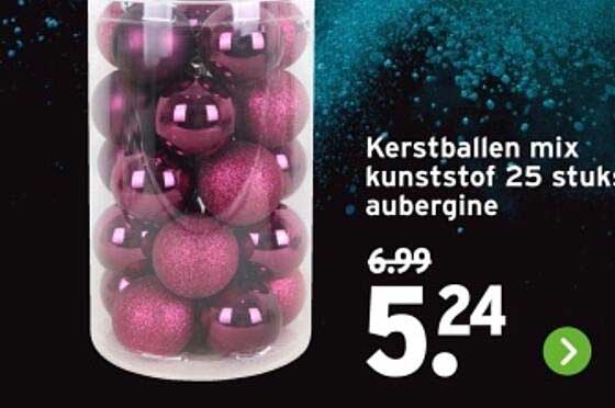 Kerstballen mix kunststof 25 stuk aubergine