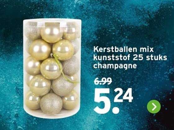 Kerstballen mix kunststof 25 stuks champagne