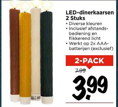 LED-dinerkaarsen 2 Stuks