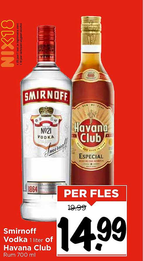 Smirnoff Vodka 1 liter of Havana Club